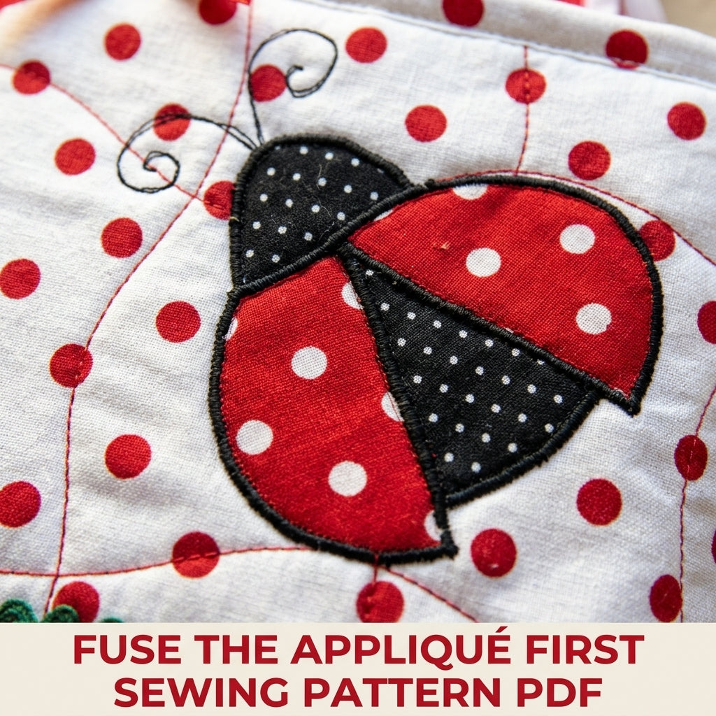 Ladybug Appliqué Mini Tote Sewing Pattern PDF – Kids Gift Bag