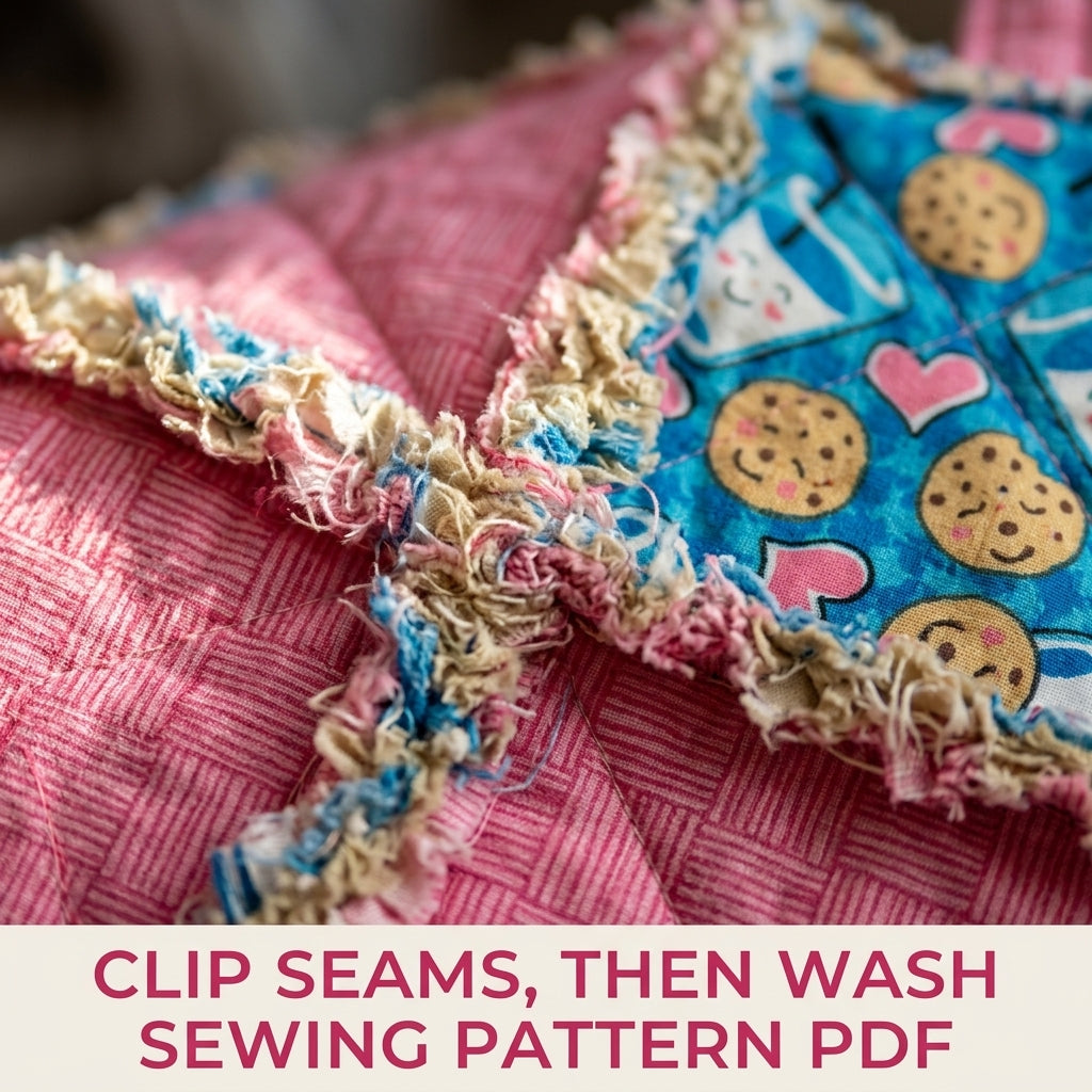 Rag Quilt Patchwork Tote Sewing Pattern PDF – Easy Frayed Seam Bag