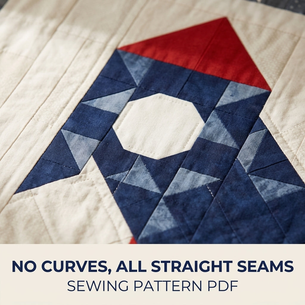 Rocket Baby Quilt Pattern PDF – Space Pieced Nursery Quilt with Star Border