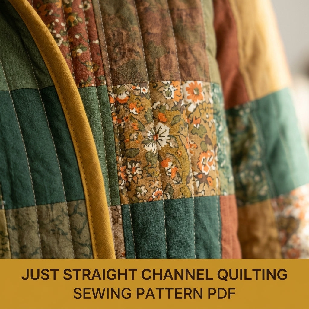 Hooded Quilted Jacket Sewing Pattern PDF – Patchwork Liner Jacket with Vintage Florals and Bias Binding