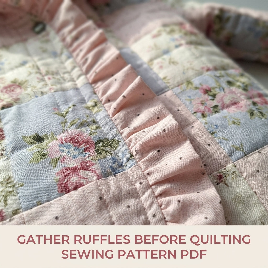 Kids Ruffle Patchwork Quilted Jacket Sewing Pattern PDF – Girls Hooded Quilt Coat