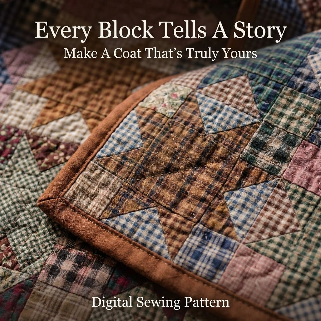 Quilt Coat Sewing Pattern – Long Belted Patchwork Star Coat