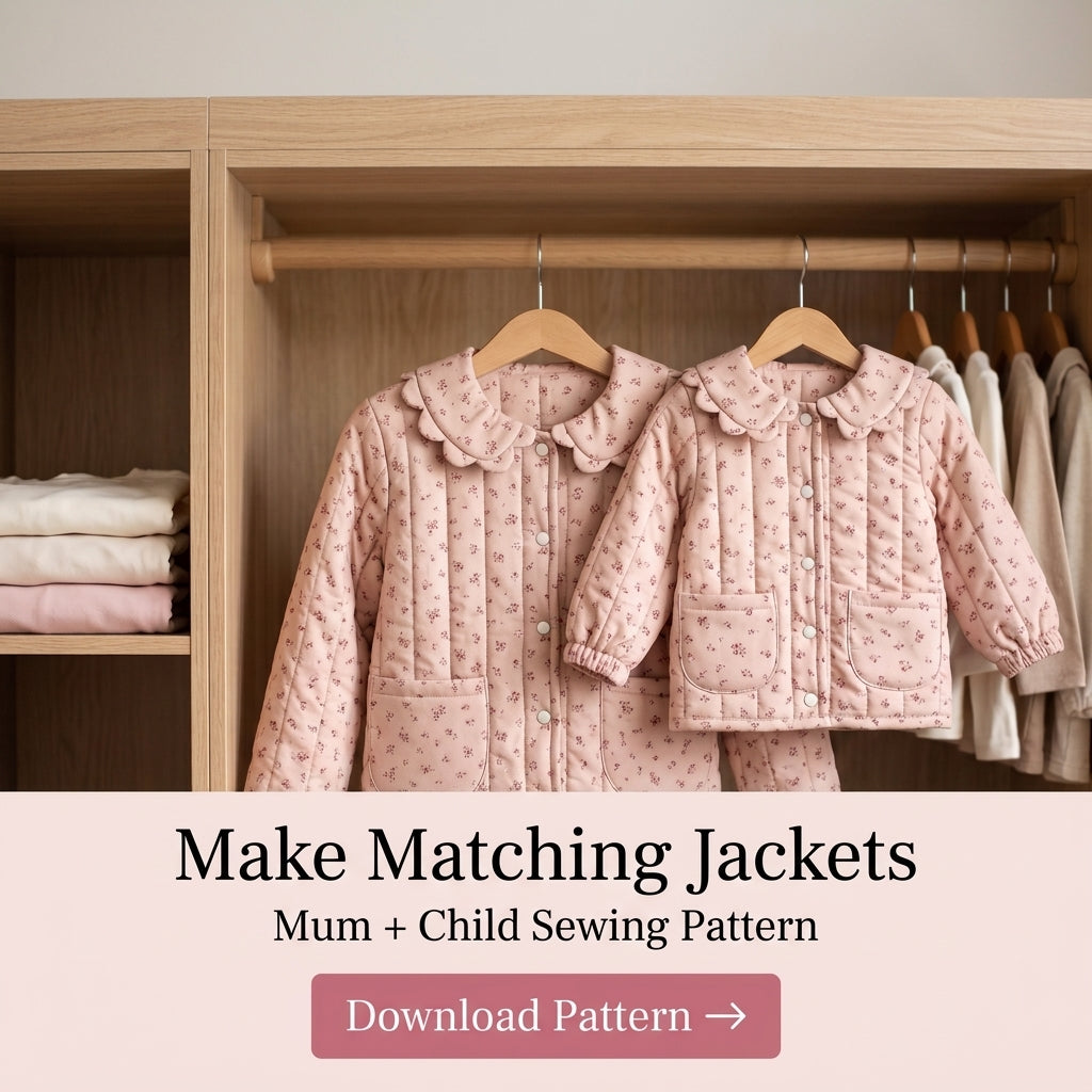 Matching Mom and Child Quilted Jacket Sewing Pattern – Scalloped Collar