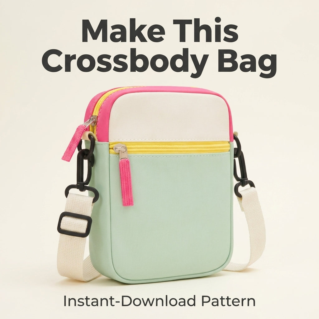 Phone Crossbody Bag Sewing Pattern — Two-Pocket Mini Bag with Adjustable Strap, Beginner Friendly, PDF Download