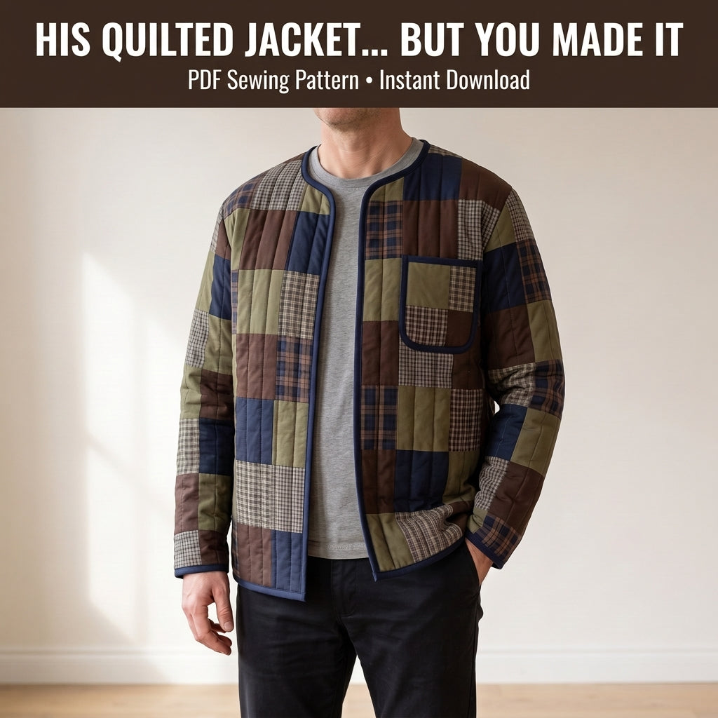 Men's Quilted Jacket Sewing Pattern – Patchwork Liner Jacket