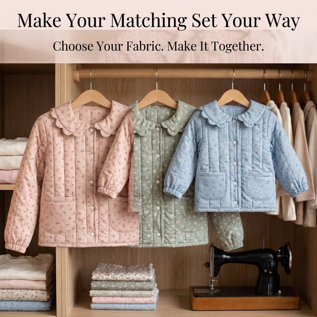 Matching Mom and Child Quilted Jacket Sewing Pattern – Scalloped Collar