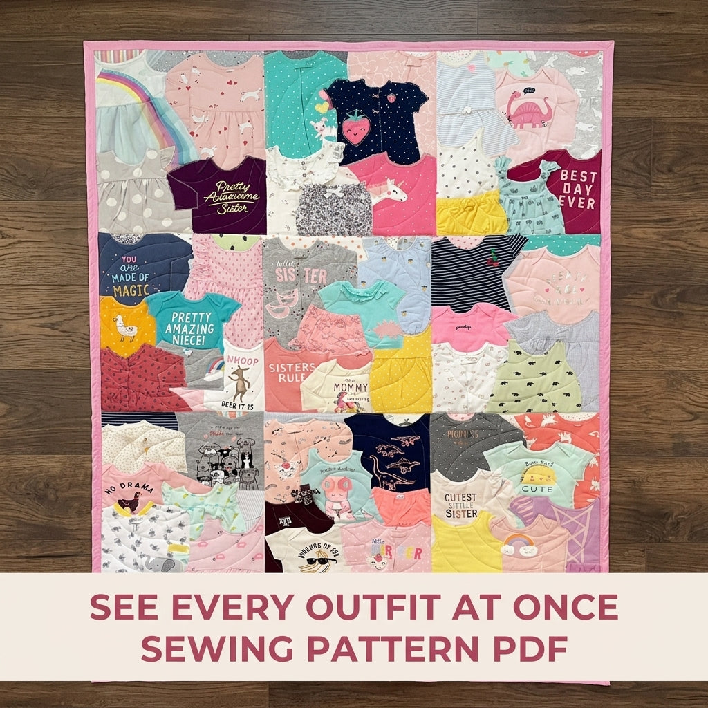 Baby Clothes Memory Quilt Sewing Pattern PDF – Keepsake Quilt from Onesies
