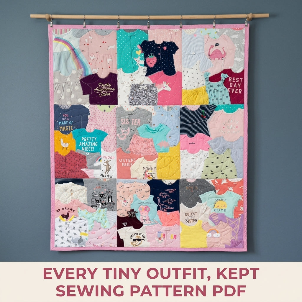 Baby Clothes Memory Quilt Sewing Pattern PDF – Keepsake Quilt from Onesies