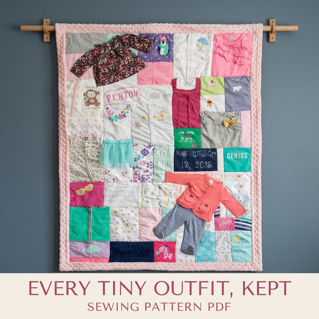 Minky Border Memory Quilt Sewing Pattern PDF – Baby Clothes Keepsake with Soft Border