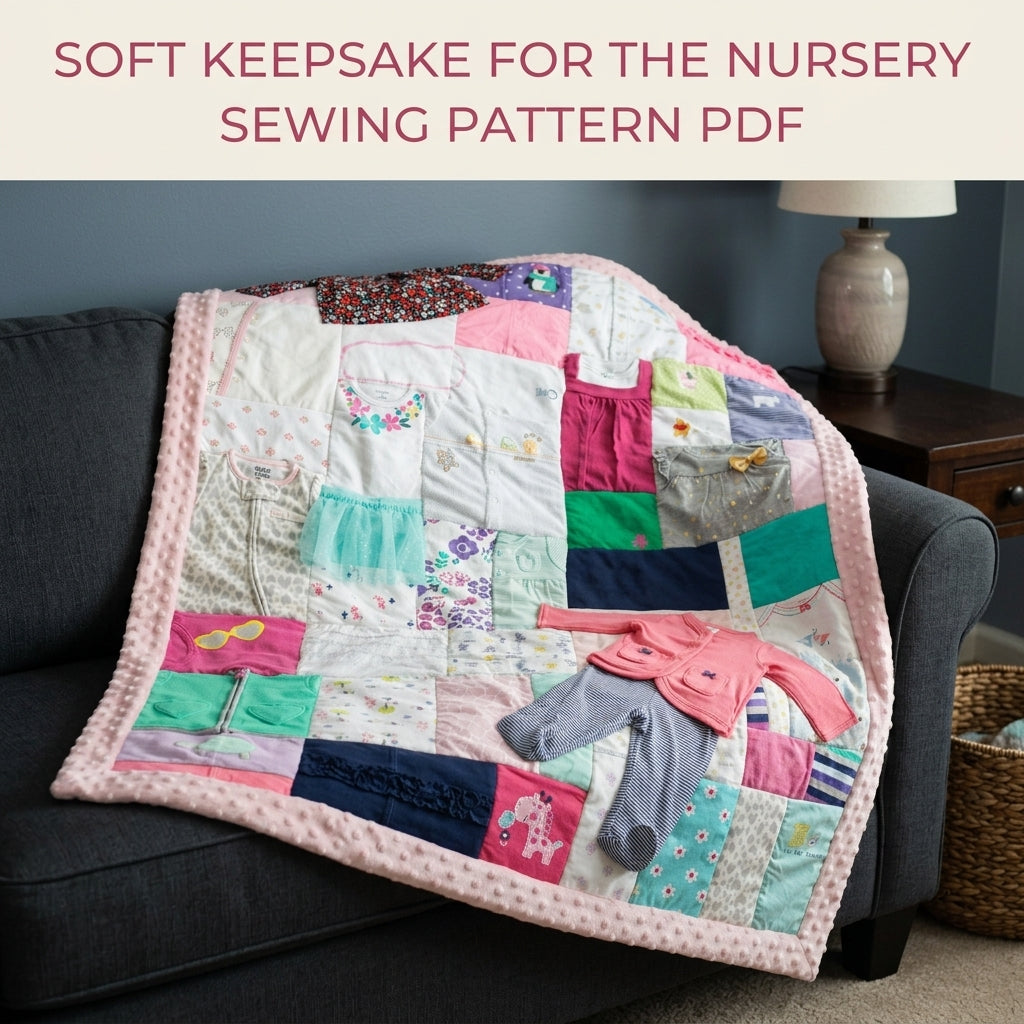 Minky Border Memory Quilt Sewing Pattern PDF – Baby Clothes Keepsake with Soft Border