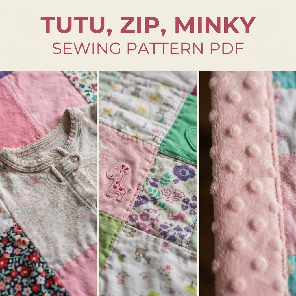 Minky Border Memory Quilt Sewing Pattern PDF – Baby Clothes Keepsake with Soft Border