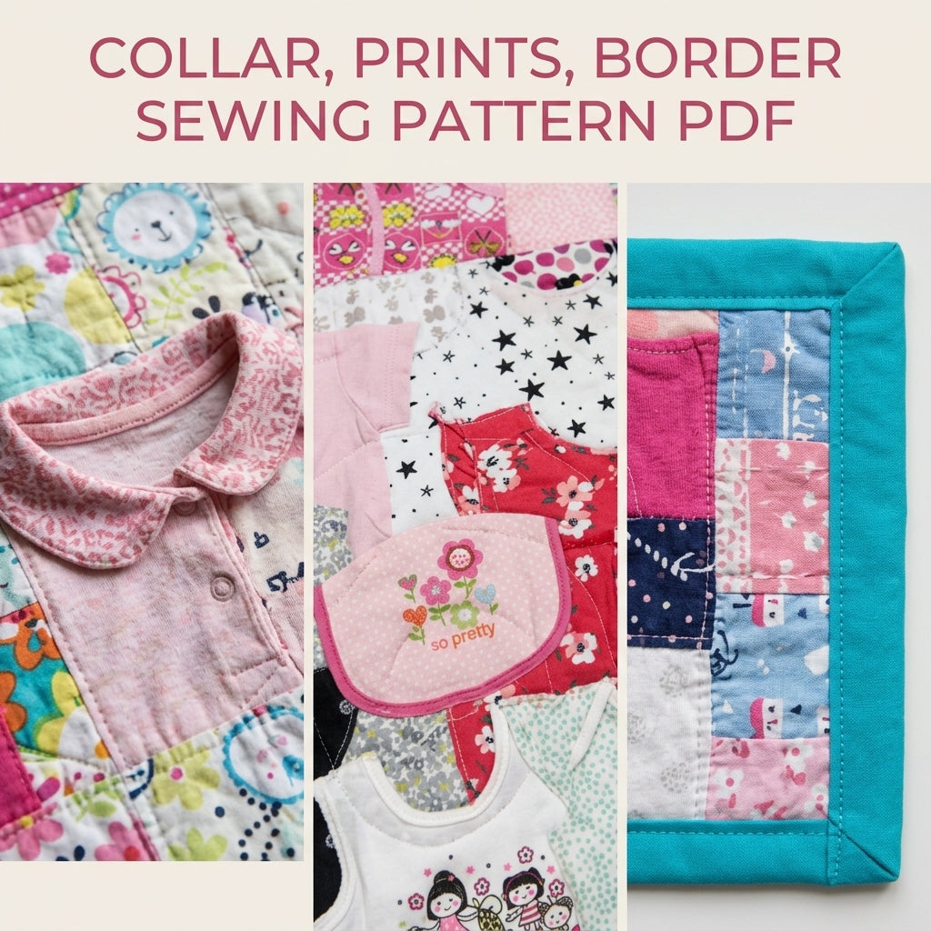Teal Border Onesie Memory Quilt Sewing Pattern PDF – Baby Clothes Keepsake Quilt with Teal Border