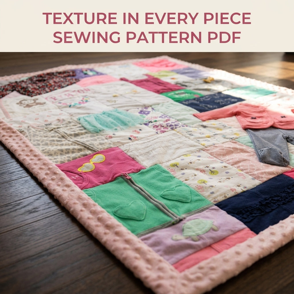 Minky Border Memory Quilt Sewing Pattern PDF – Baby Clothes Keepsake with Soft Border
