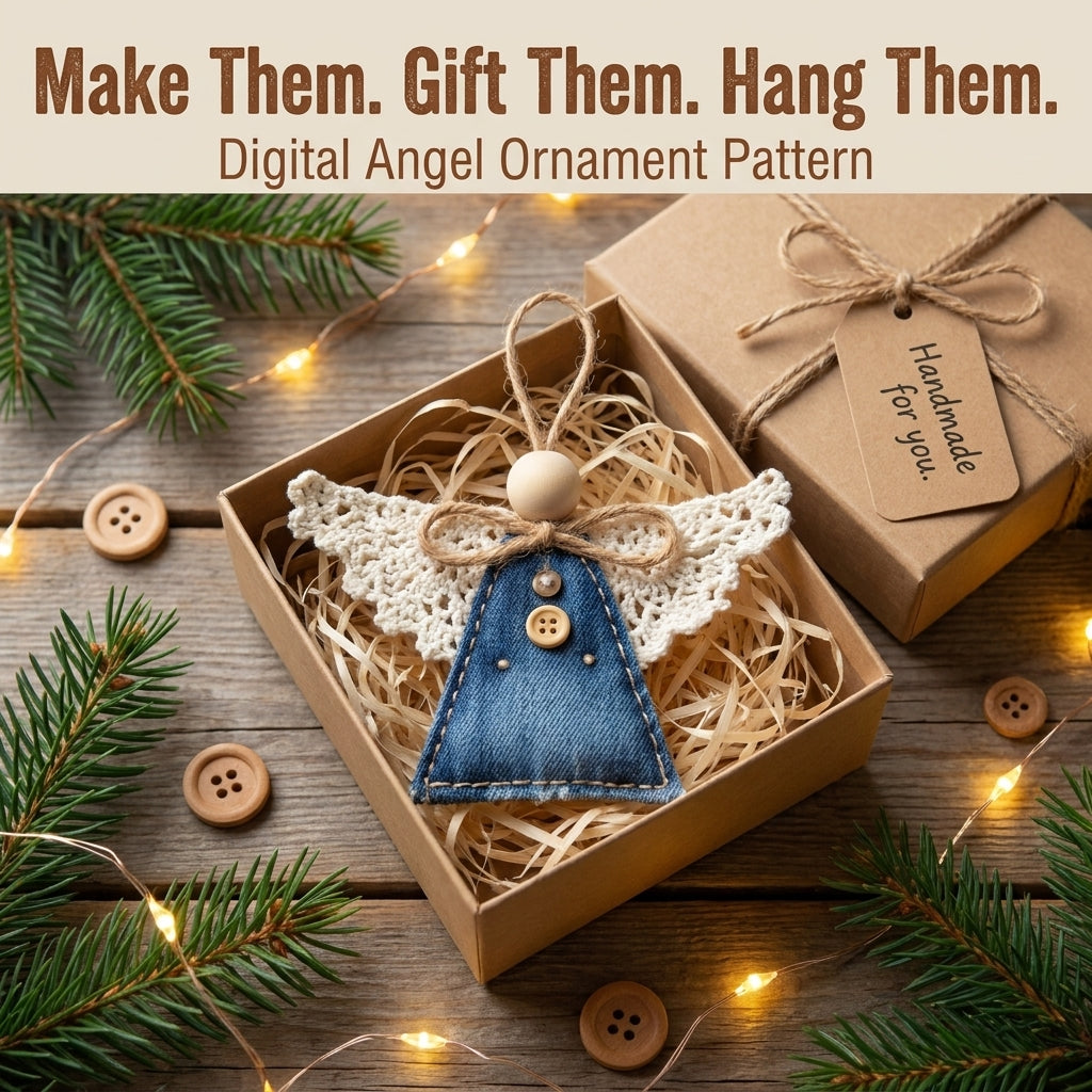 Denim Angel Ornament PDF Sewing Pattern | Upcycled Jeans Christmas Decorations | Scrap-Busting Beginner Project | Instant Download