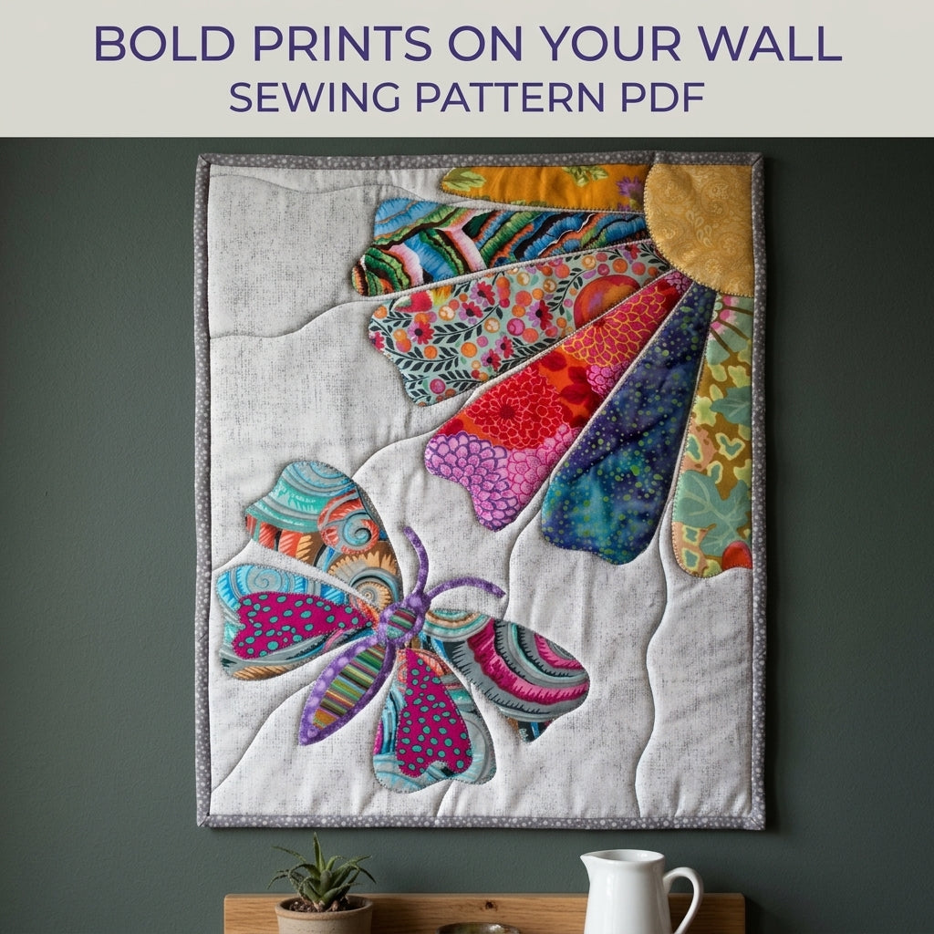 Sunflower Butterfly Mini Quilt Sewing Pattern PDF – Appliqué Wall Quilt