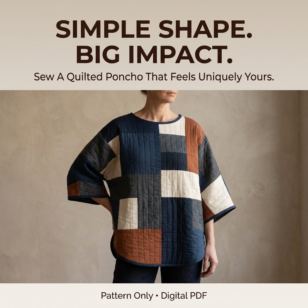 Easy Quilted Poncho – PDF Sewing Pattern