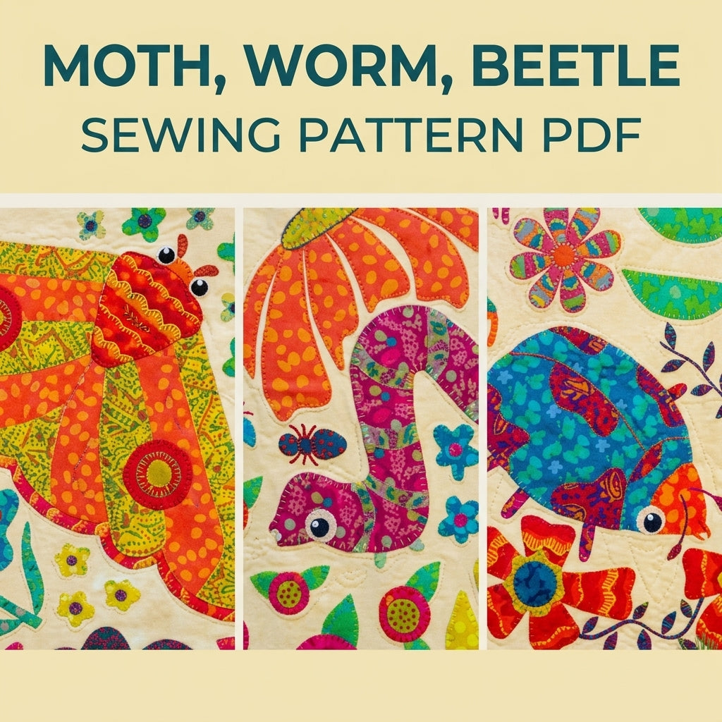 Folk Garden Appliqué Quilt Pattern PDF – Bold Flower and Bug Statement Quilt