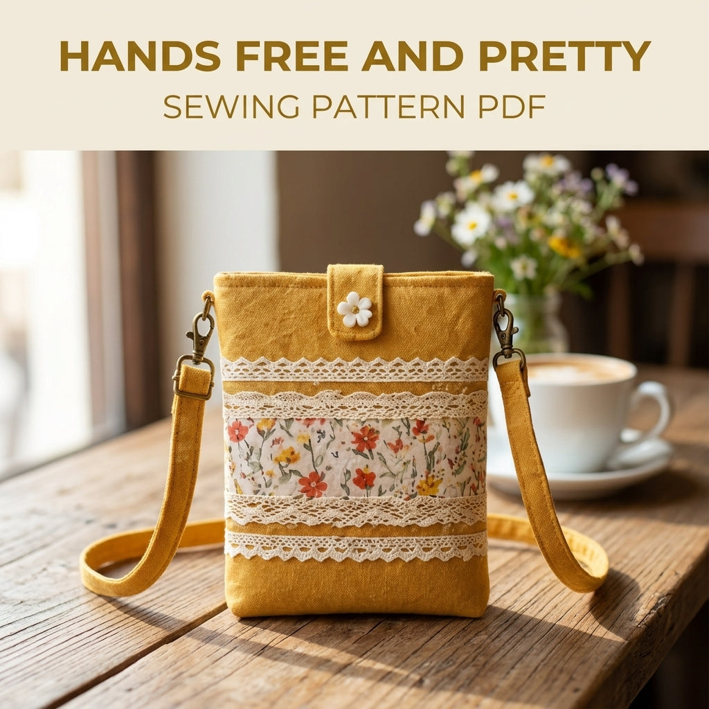 Lace Band Phone Crossbody Bag Sewing Pattern PDF – Small Phone Purse