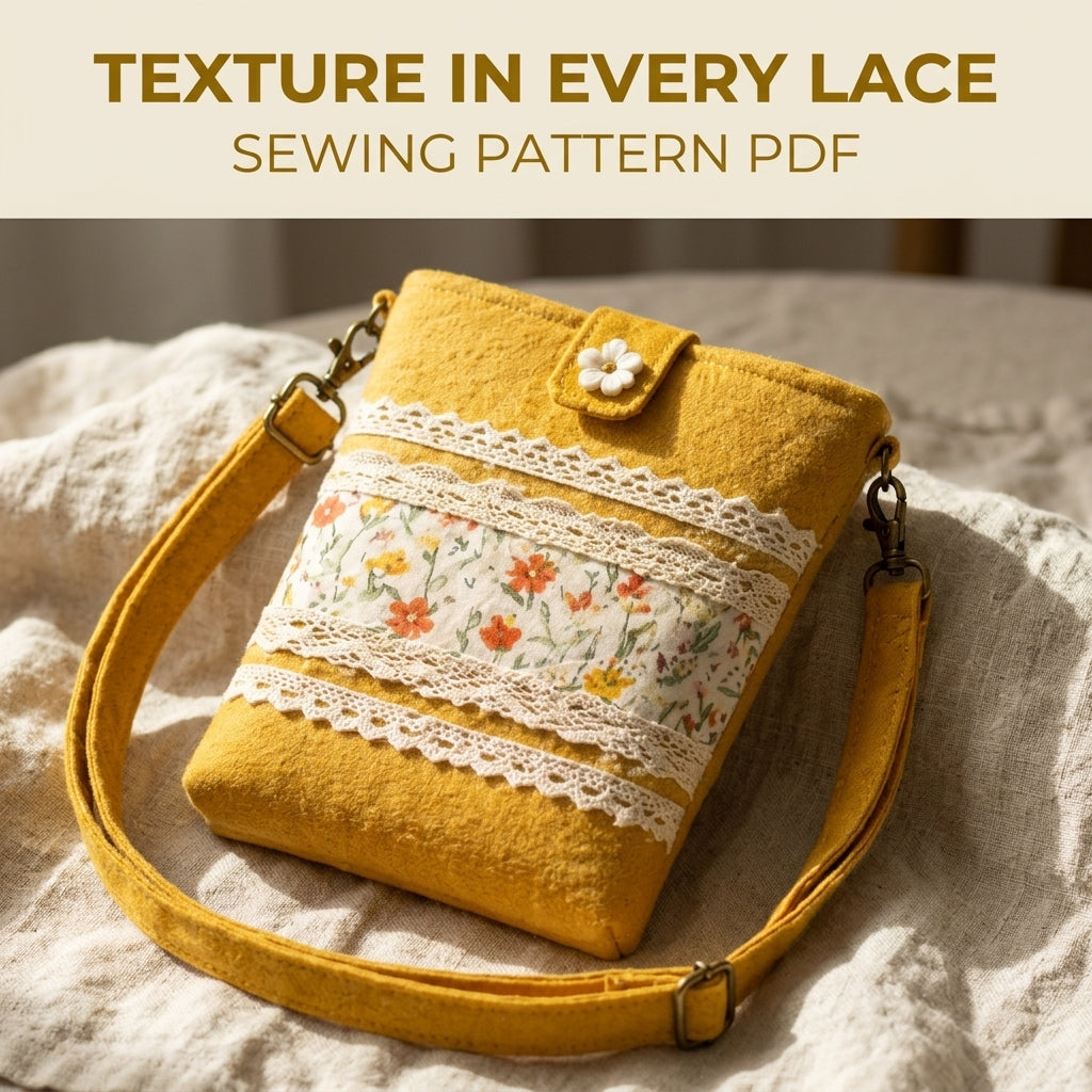 Lace Band Phone Crossbody Bag Sewing Pattern PDF – Small Phone Purse