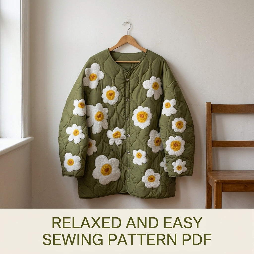 Daisy Quilted Liner Jacket Sewing Pattern PDF – Collarless Quilted Jacket