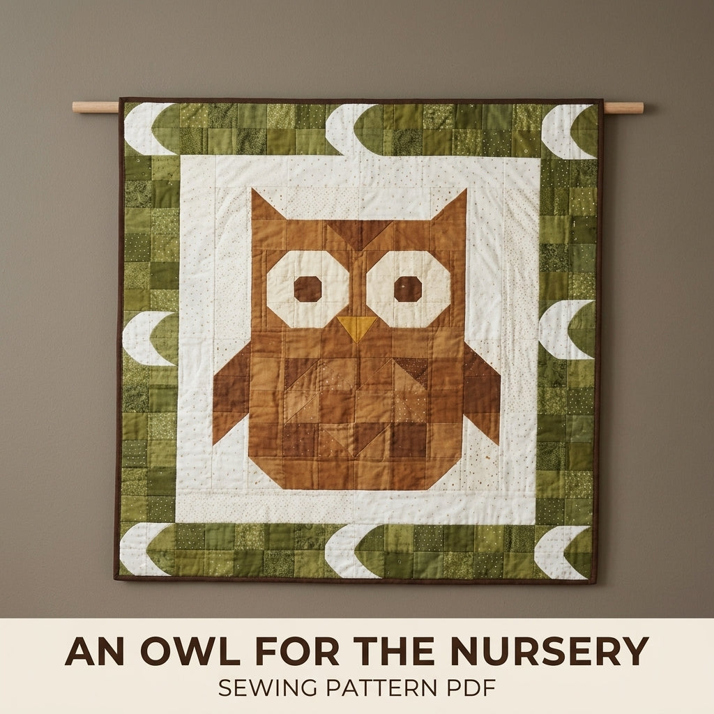 Owl Baby Quilt Pattern PDF – Woodland Pieced Nursery Quilt with Green Border