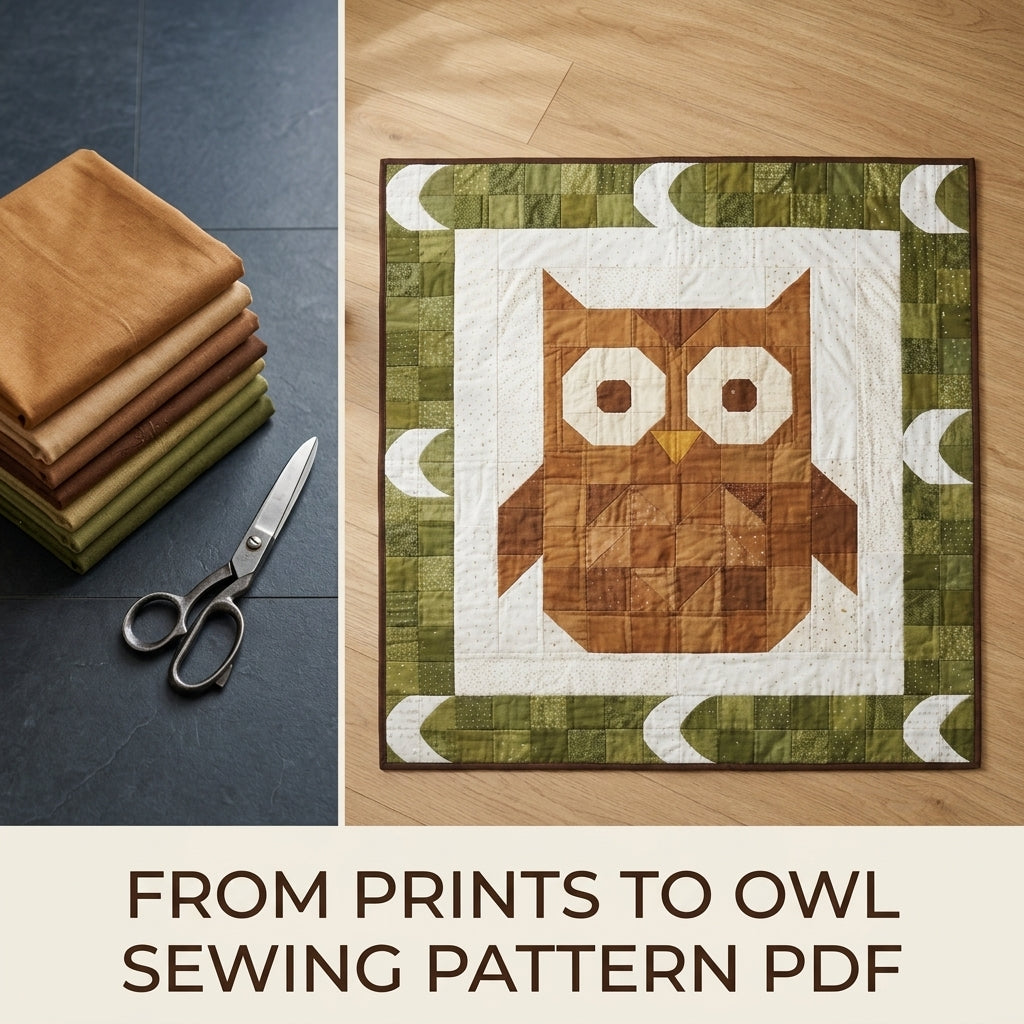 Owl Baby Quilt Pattern PDF – Woodland Pieced Nursery Quilt with Green Border