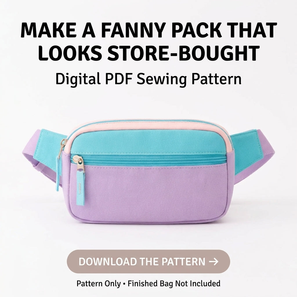 Belt Bag PDF Sewing Pattern | Fanny Pack Worn at the Waist or Crossbody | Colour Block Beginner Bag | Instant Download