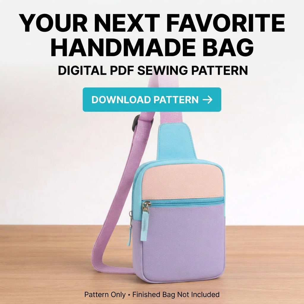 Sling Bag PDF Sewing Pattern | Colour Block Crossbody Chest Bag | Beginner Zip Bag Project | Instant Download
