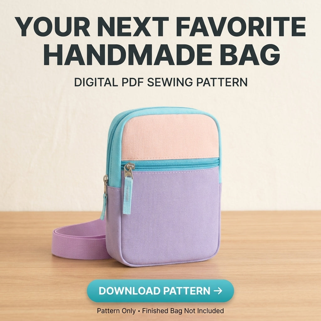 Sling Bag PDF Sewing Pattern | Colour Block Crossbody Chest Bag | Beginner Zip Bag Project | Instant Download