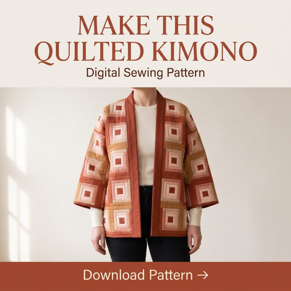 Quilted Kimono Jacket Sewing Pattern – Log Cabin Patchwork Jacket