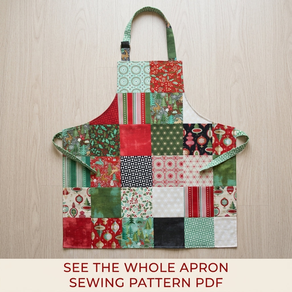 Christmas Patchwork Apron Sewing Pattern PDF – Charm Square Holiday Apron