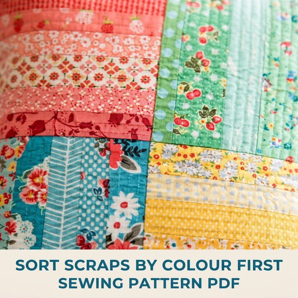Four Quadrant Strip Cushion Sewing Pattern PDF – Scrappy Quilted Pillow