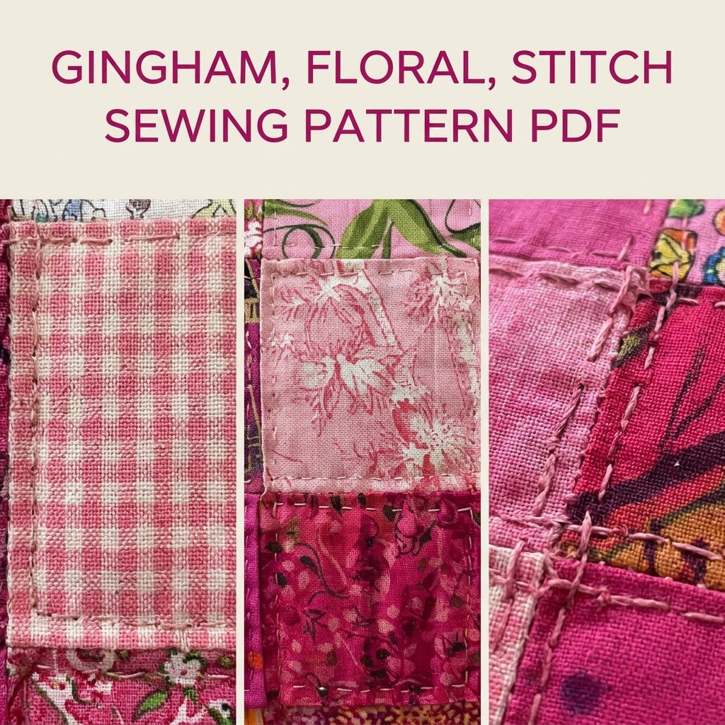 Pink Scrappy Patchwork Cushion Sewing Pattern PDF – Scrap Square Pillow Cover