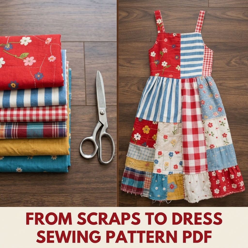 Patchwork Strap Sundress Sewing Pattern PDF – Scrappy Cottage Dress