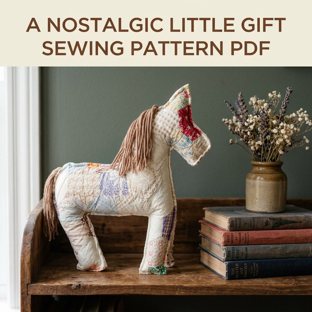 Patchwork Quilt Horse Sewing Pattern PDF – Stuffed Horse from Old Quilt Scraps