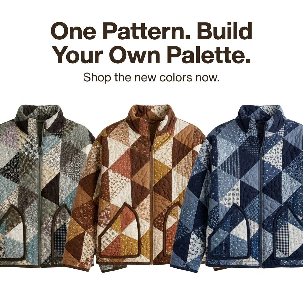 Patchwork Bomber Jacket Sewing Pattern — Quilted Zip Jacket with Funnel Collar, Sizes XS–3XL, A0 and A4 PDF