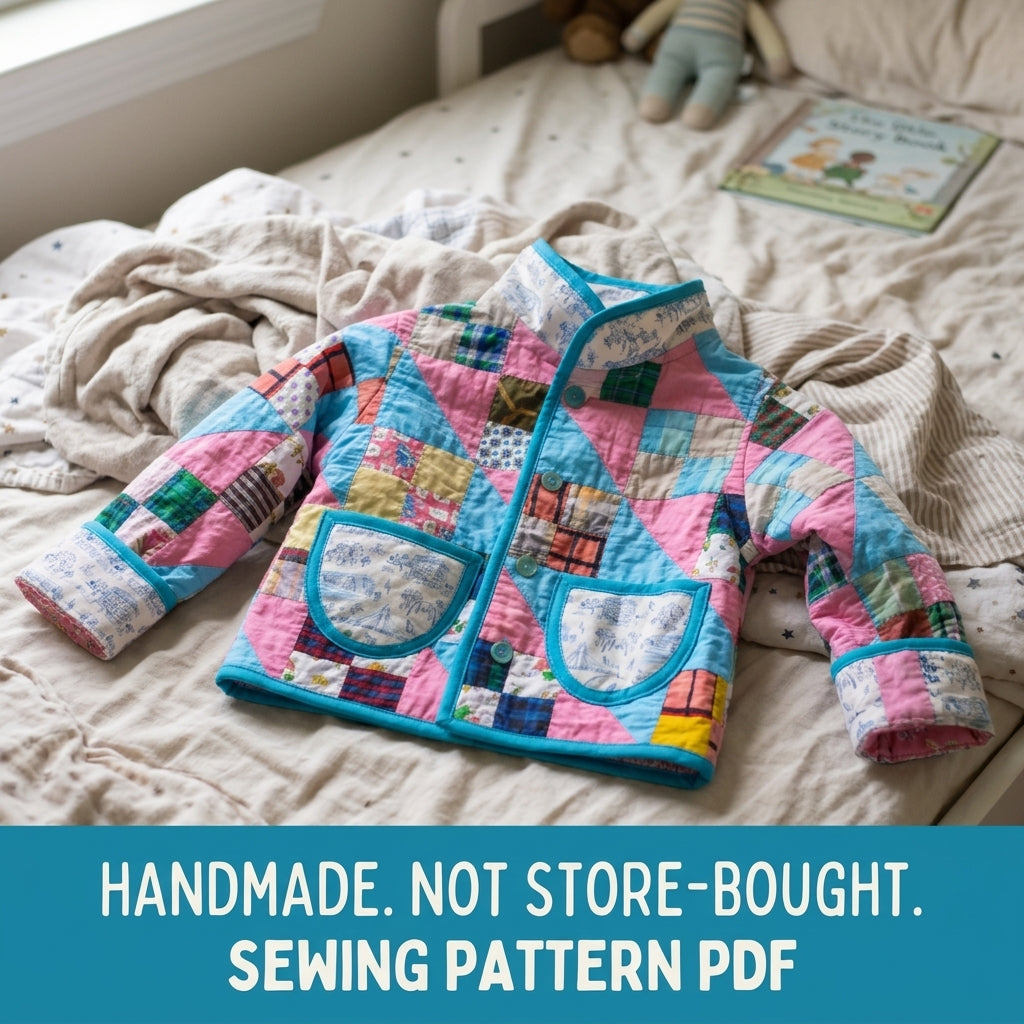 Kids Patchwork Quilt Jacket Sewing Pattern PDF – Children's Quilted Coat