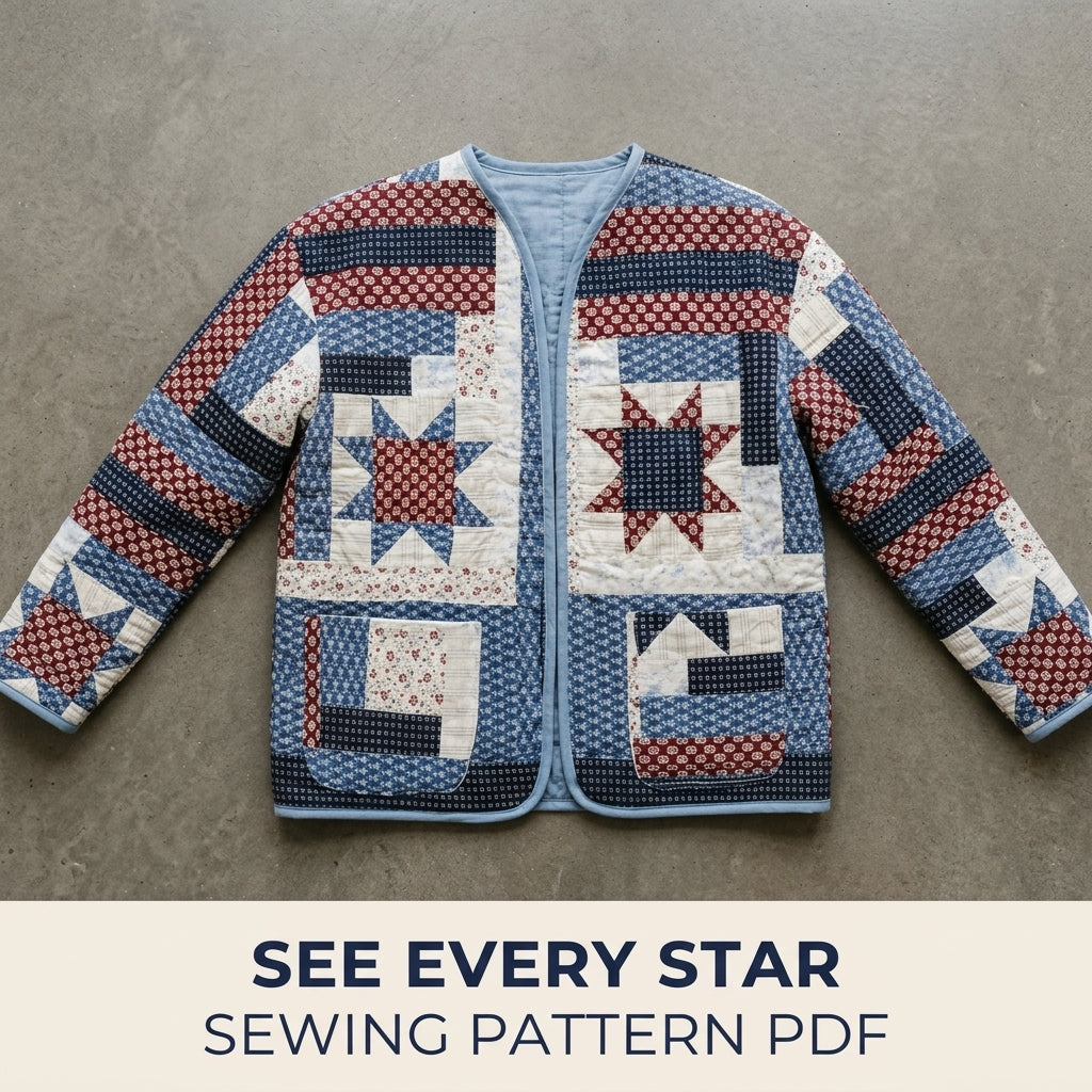 Americana Star Quilt Jacket Sewing Pattern PDF – Patchwork Quilt Coat