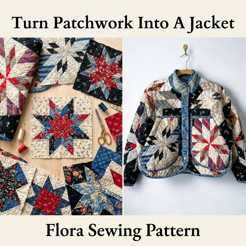 Quilt Jacket and Vest Sewing Pattern — 3 Versions in One PDF, Hooded, Collared or Sleeveless, Sizes XS–5X, A0 and A4 PDF