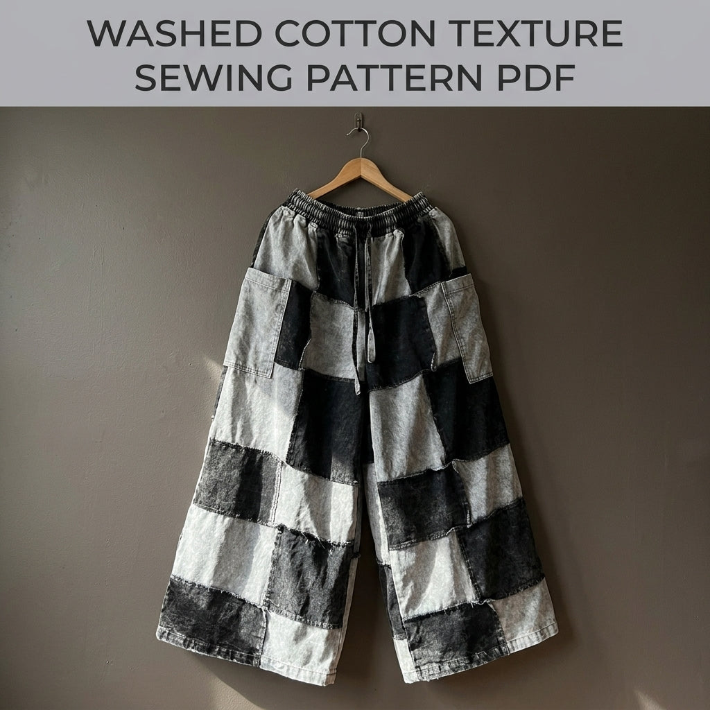 Patchwork Wide Leg Pants Sewing Pattern PDF – Patchwork Checkerboard Trousers