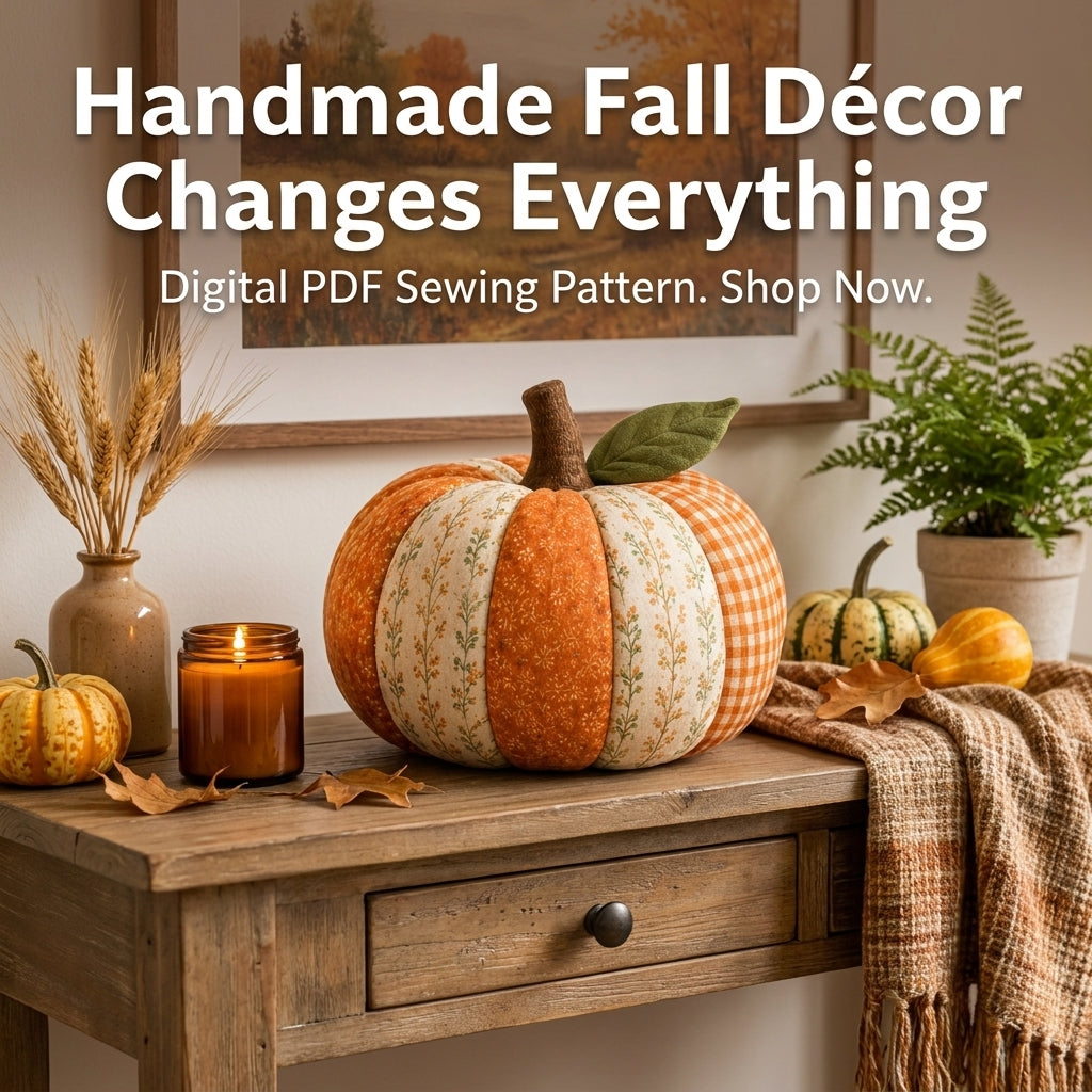 Patchwork Pumpkin Sewing Pattern — 3D Fabric Pumpkin and Flat Décor Mat, Two Projects, Beginner Friendly, PDF Download