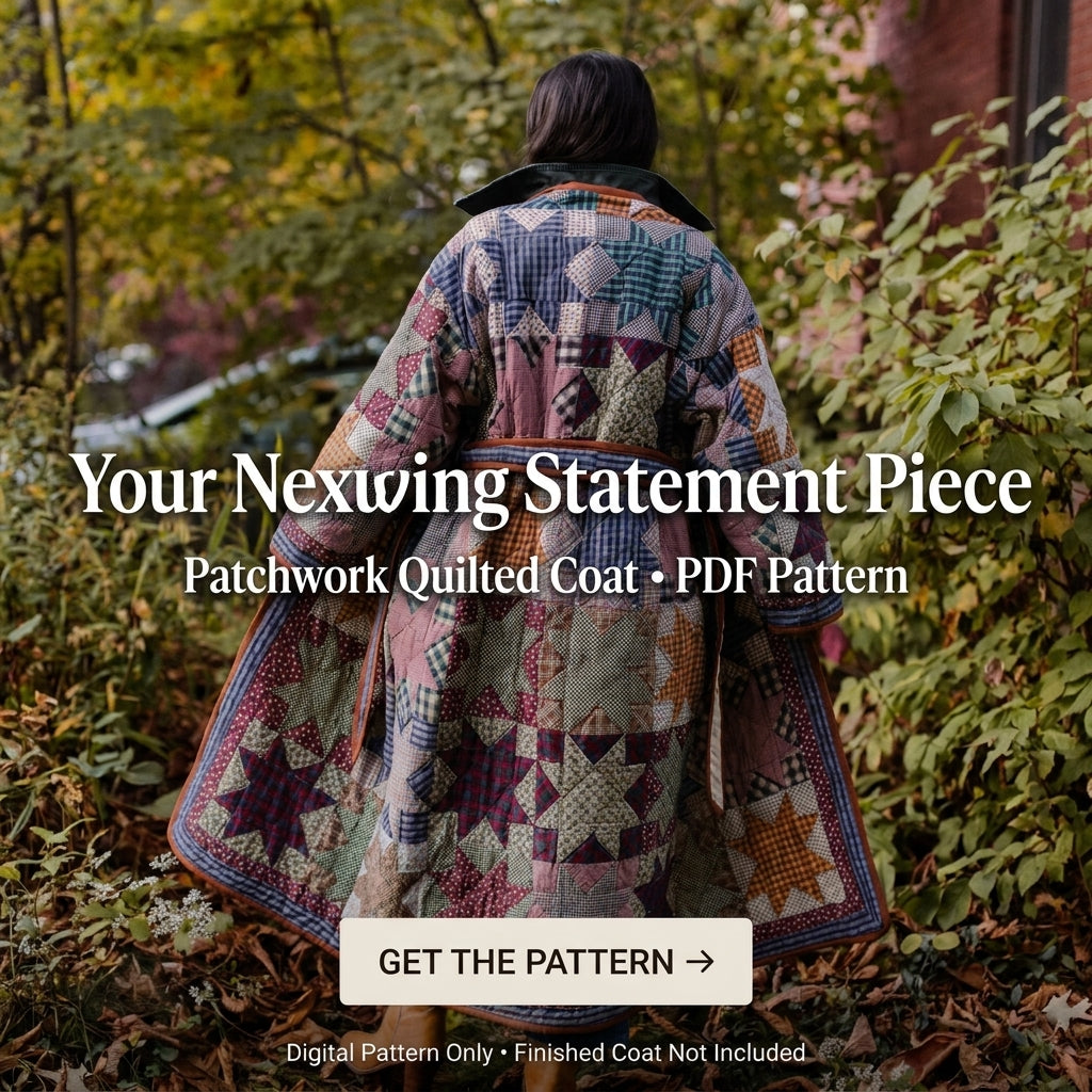 Quilt Coat Sewing Pattern – Long Belted Patchwork Star Coat