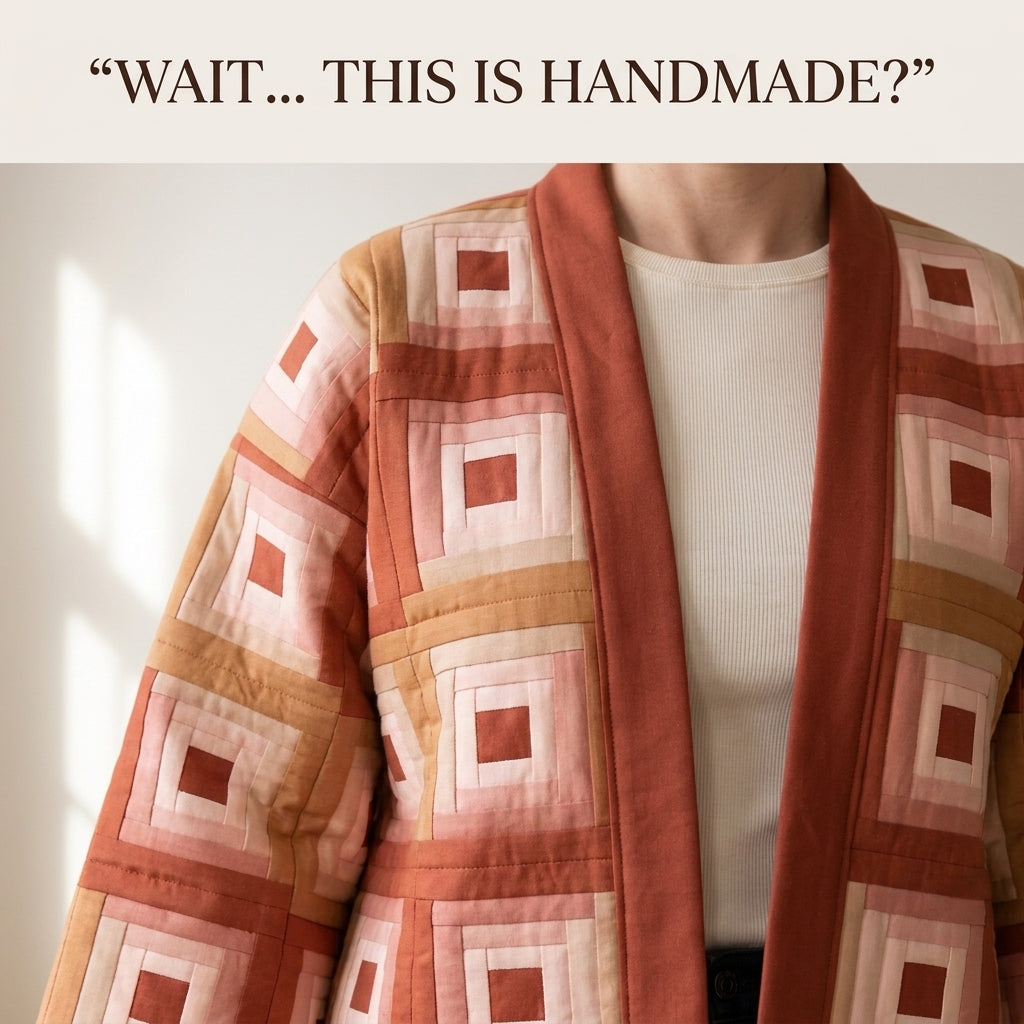 Quilted Kimono Jacket Sewing Pattern – Log Cabin Patchwork Jacket