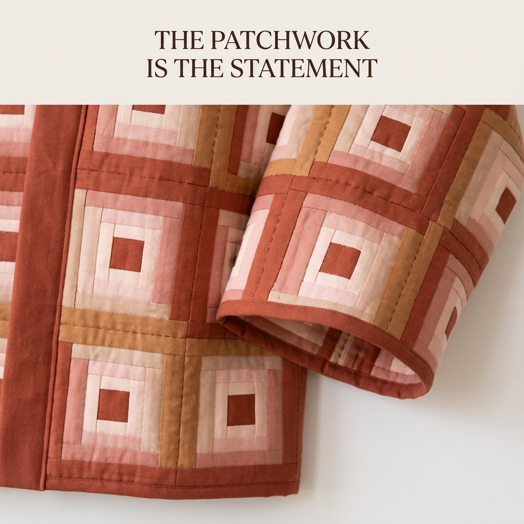 Quilted Kimono Jacket Sewing Pattern – Log Cabin Patchwork Jacket