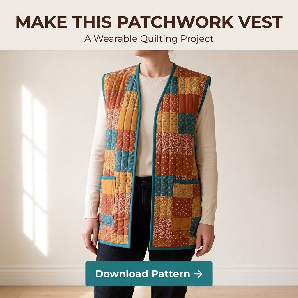 Quilted Vest Sewing Pattern – Patchwork Vest with Patch Pockets