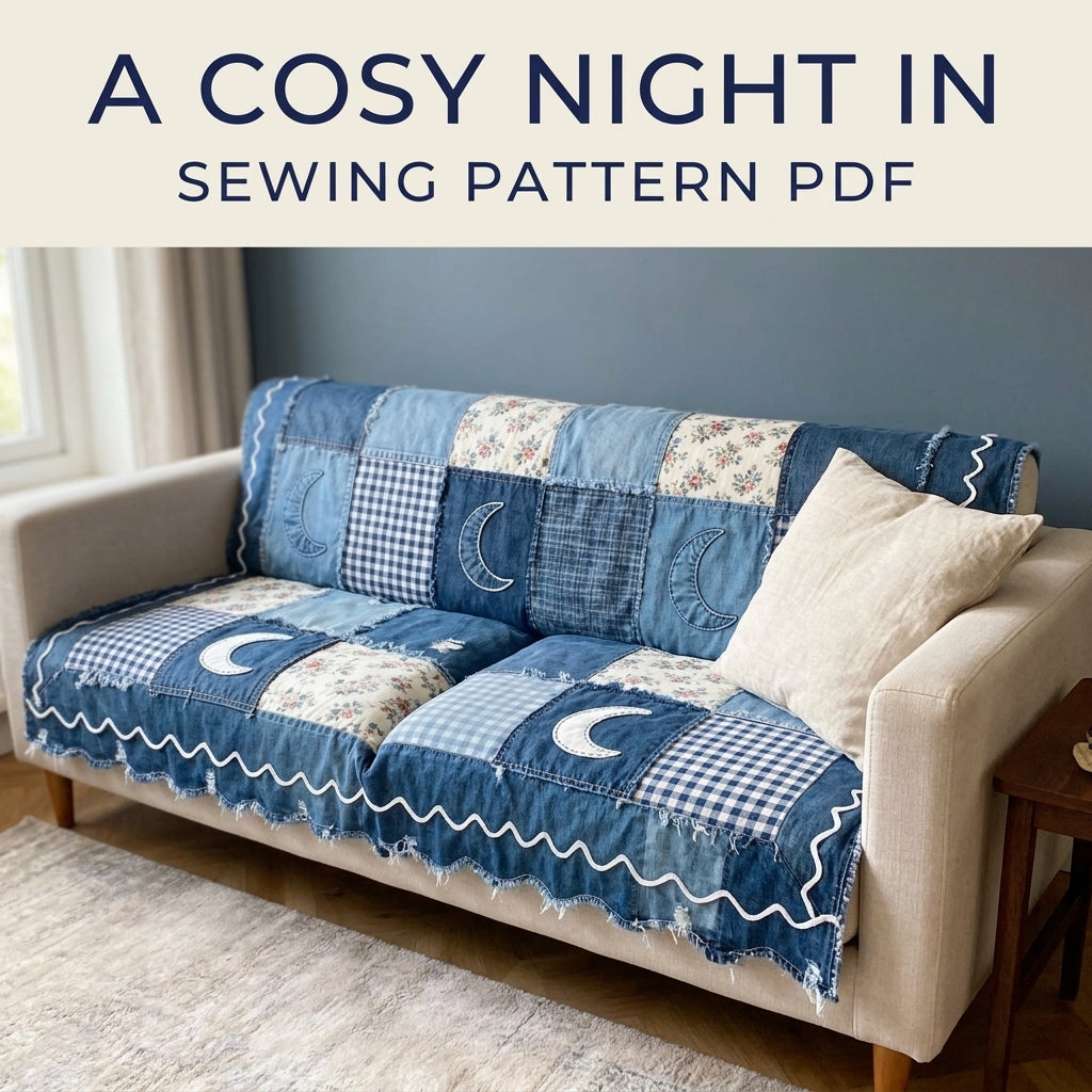 Denim Moon Sofa Cover Sewing Pattern PDF – Upcycled Jeans Throw