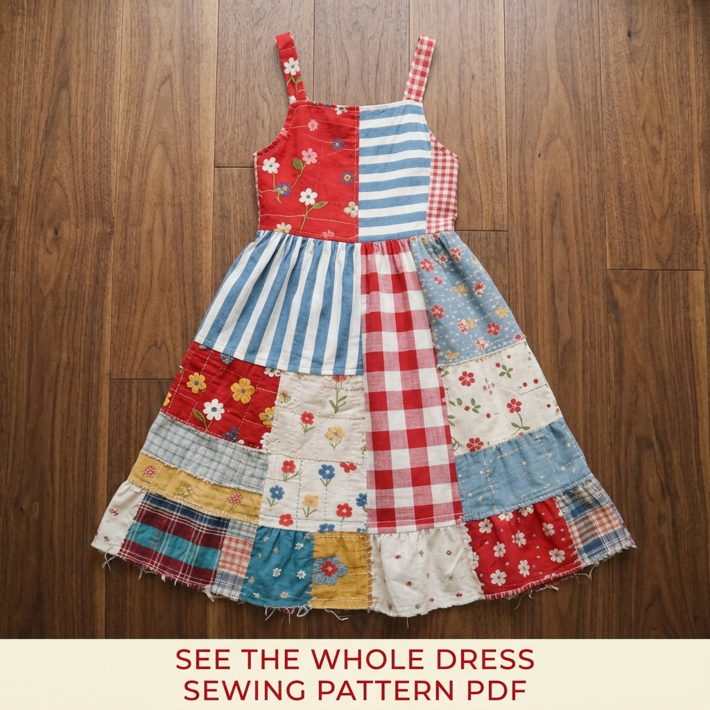 Patchwork Strap Sundress Sewing Pattern PDF – Scrappy Cottage Dress