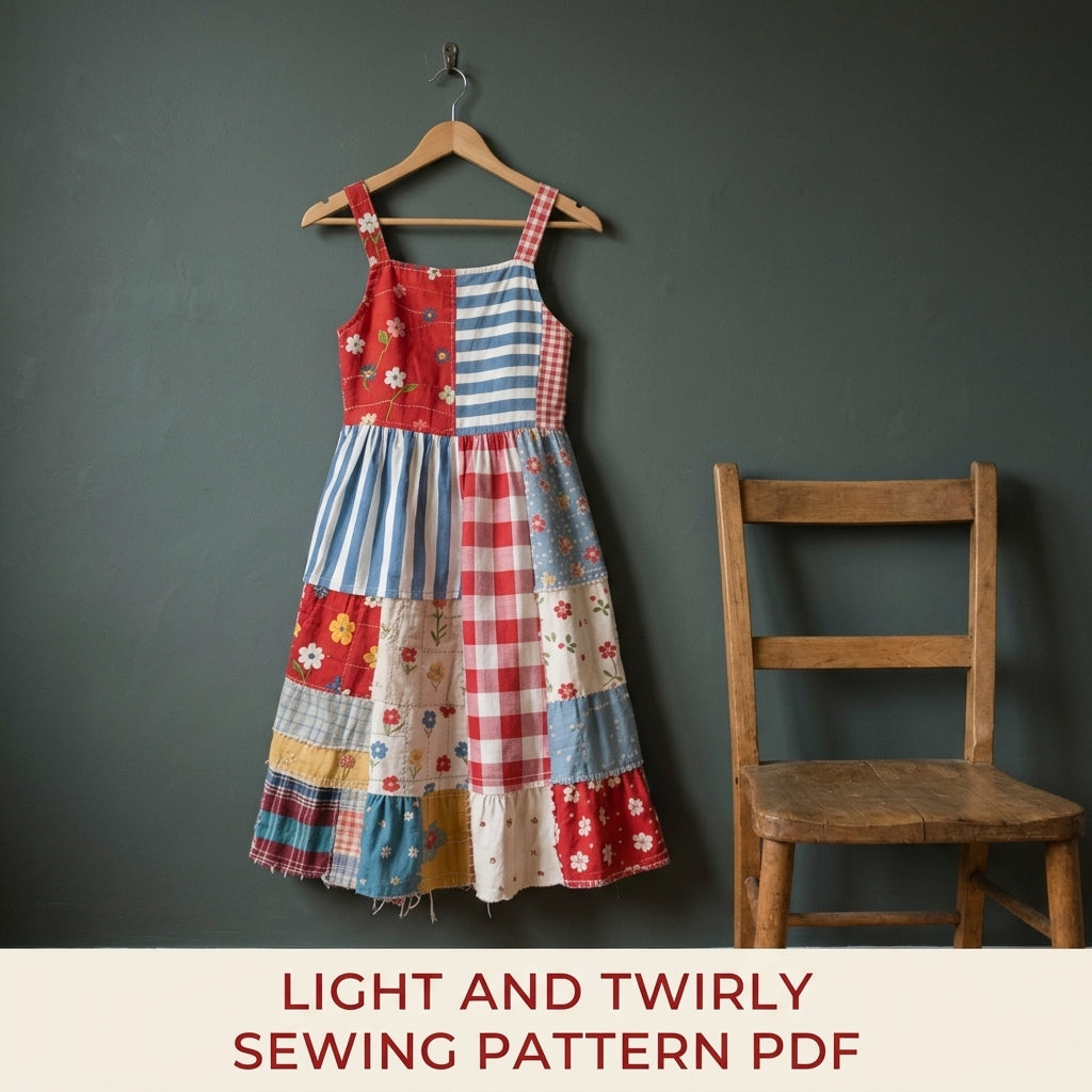 Patchwork Strap Sundress Sewing Pattern PDF – Scrappy Cottage Dress