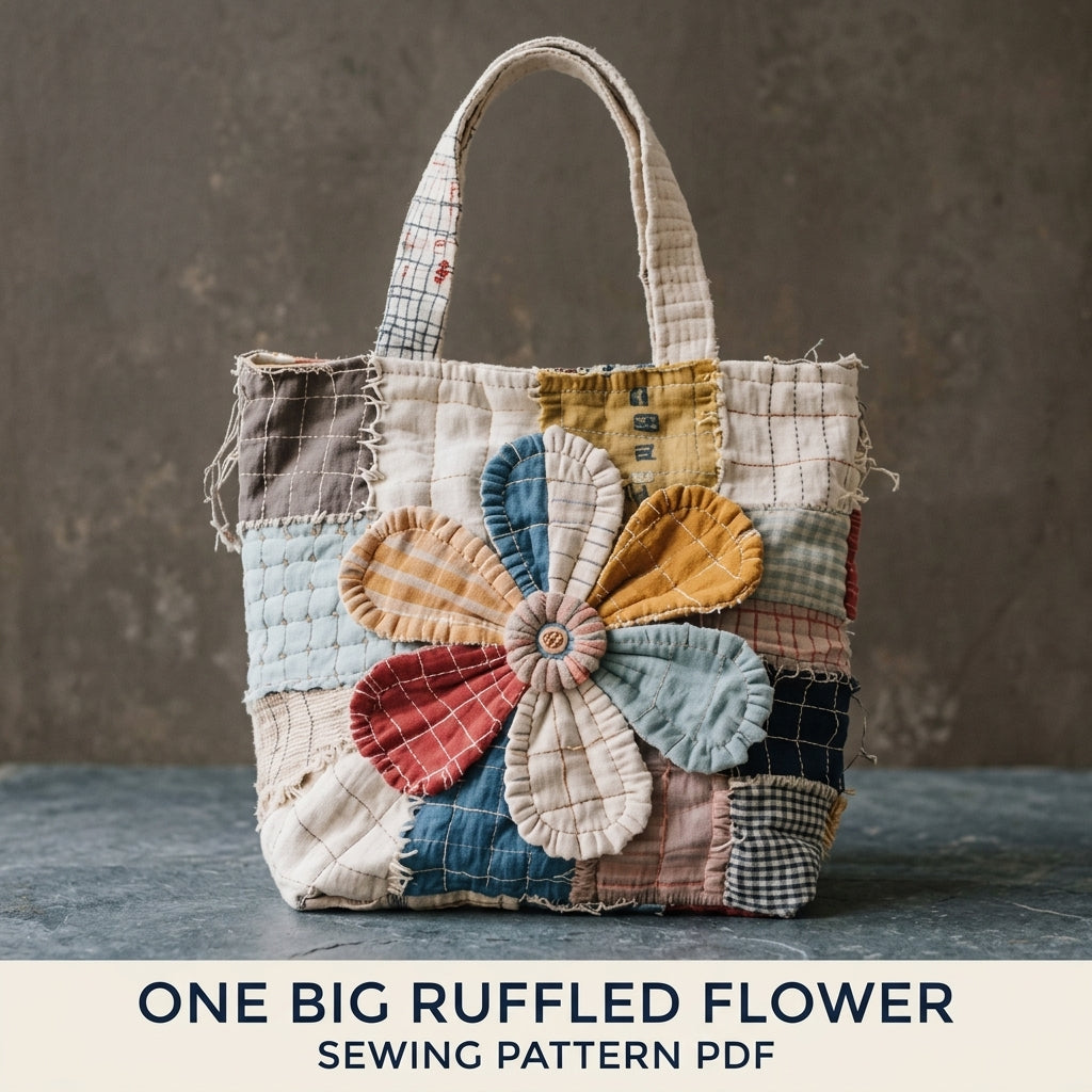 Big Flower Rag Patchwork Tote Sewing Pattern PDF – Slow Stitch Scrap Bag