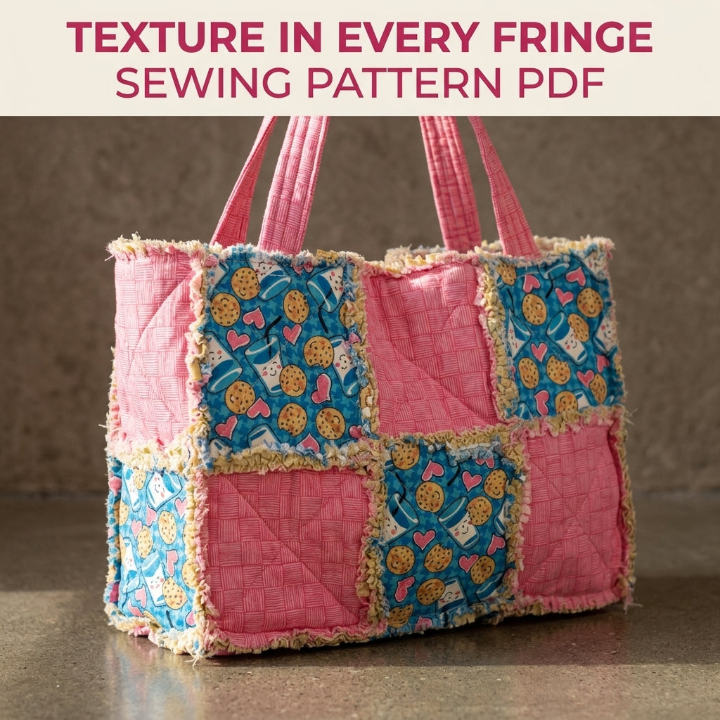 Rag Quilt Patchwork Tote Sewing Pattern PDF – Easy Frayed Seam Bag